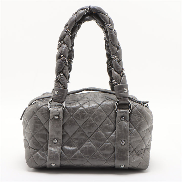 Chanel Matelasse Vintage Calfskin Hand bag Gray Silver Metal Fittings 10 Series  #2605