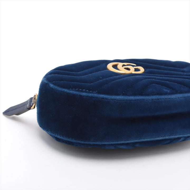 Gucci GG Marmont Velvet &amp; Leather Waist Bag Blue 476434  #2614