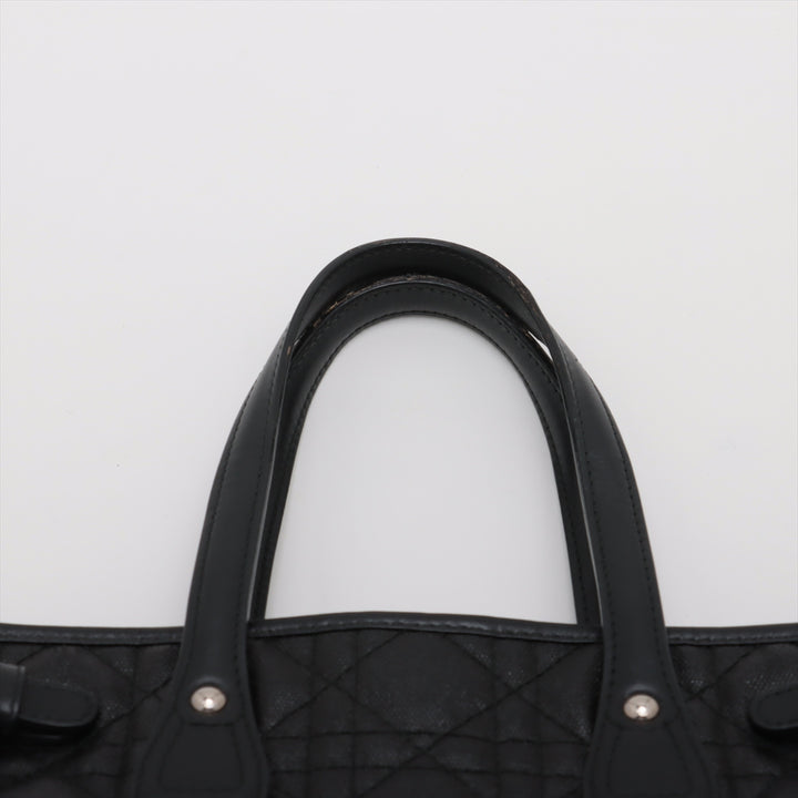 Christian Dior Cannage Panarea Coated Canvas Tote Bag Black #2898