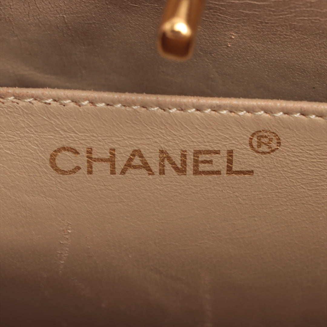 Chanel Matelasse Lambskin 2 Way Shoulder Bag Beige Gold Metal Fittings #3750