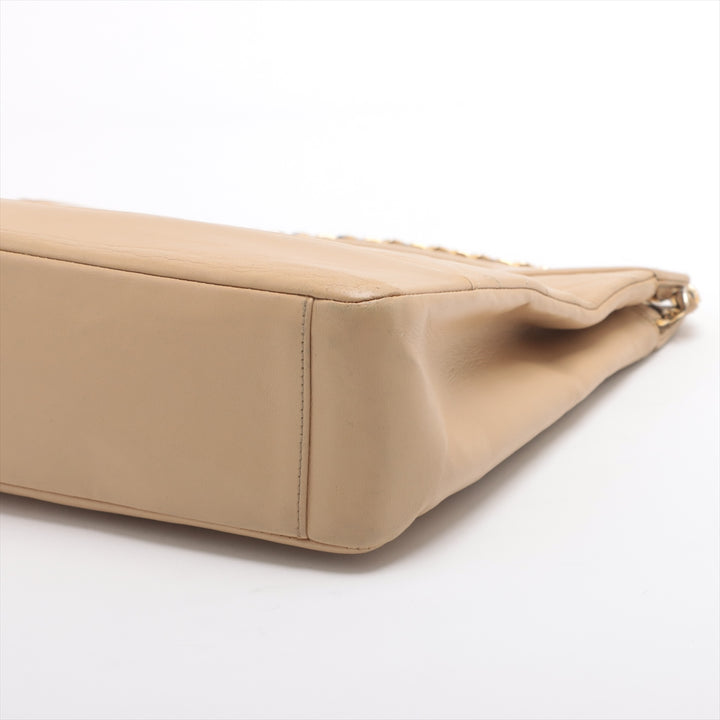 Chanel Matelasse Lambskin 2 Way Shoulder Bag Beige Gold Metal Fittings #3750