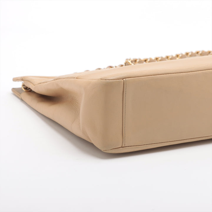 Chanel Matelasse Lambskin 2 Way Shoulder Bag Beige Gold Metal Fittings #3750