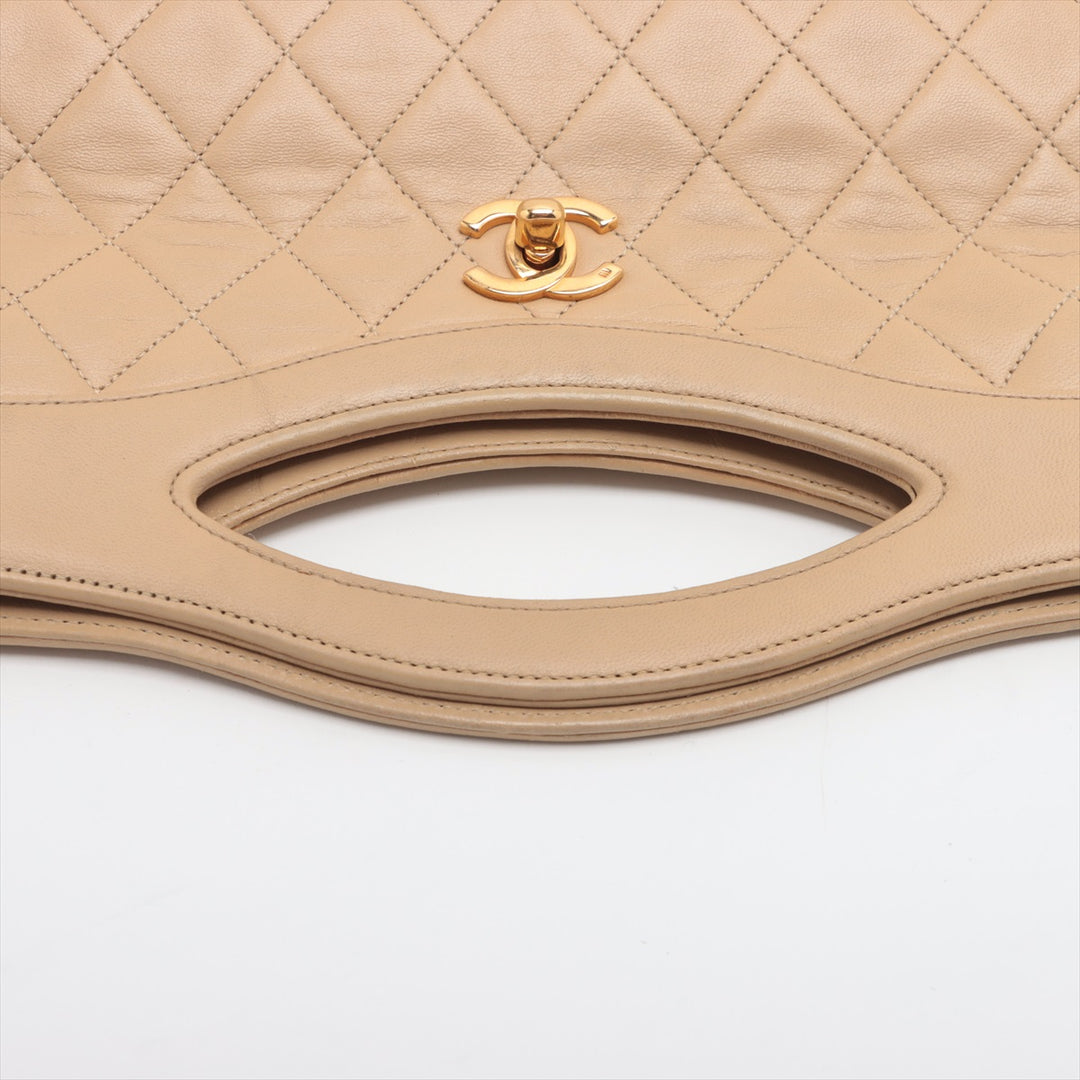 Chanel Matelasse Lambskin 2 Way Shoulder Bag Beige Gold Metal Fittings #3750