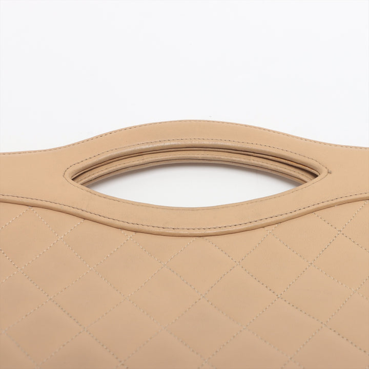 Chanel Matelasse Lambskin 2 Way Shoulder Bag Beige Gold Metal Fittings #3750
