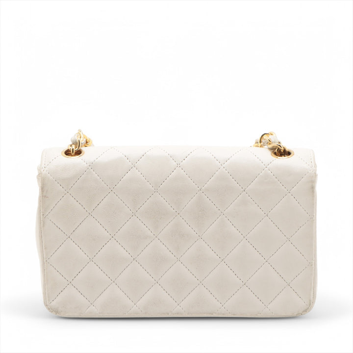 Chanel Matelasse Lambskin Single Flap Single Chain Bag White Gold Metal Fittings SKU-#3751