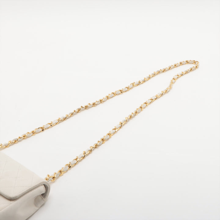 Chanel Matelasse Lambskin Single Flap Single Chain Bag White Gold Metal Fittings SKU-#3751