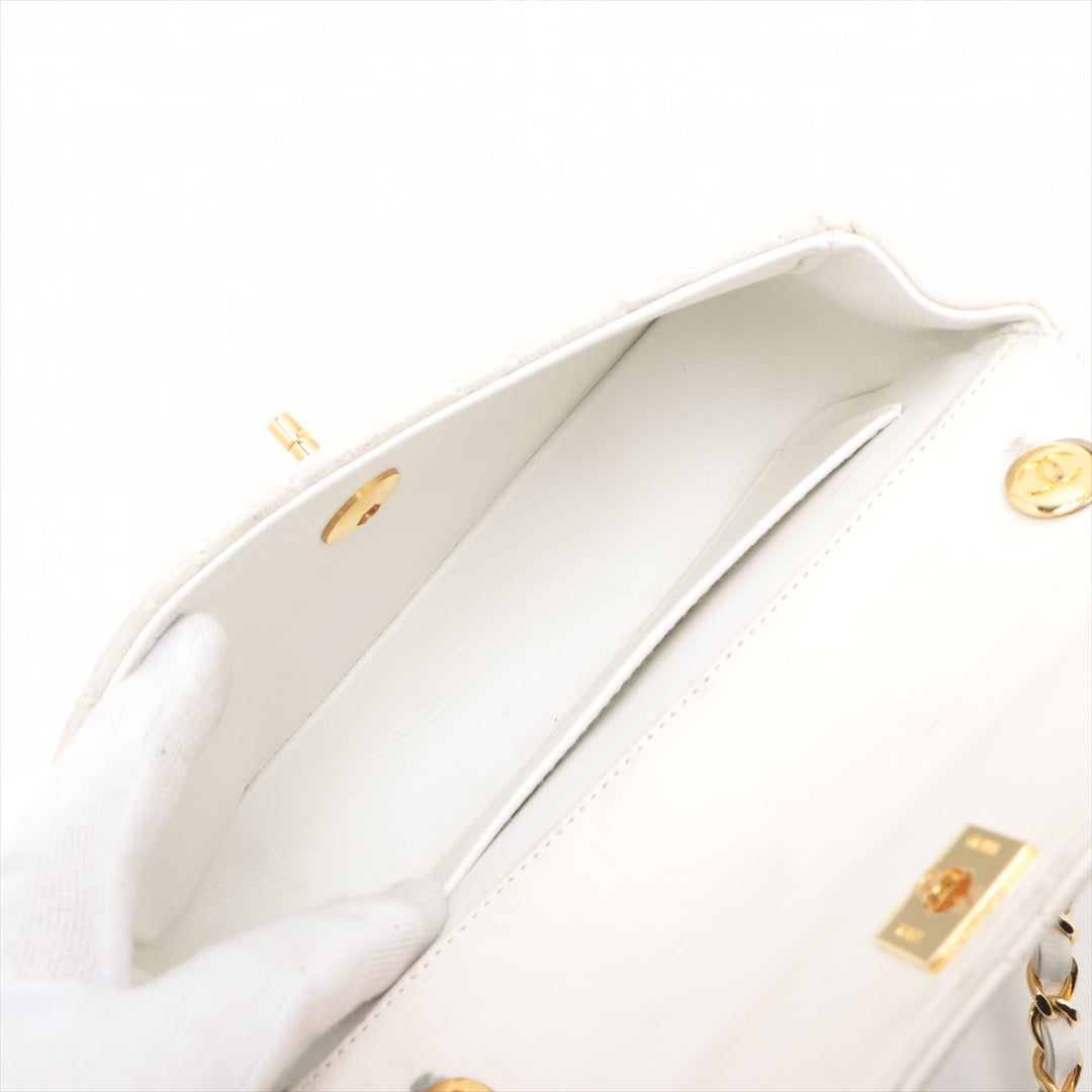 Chanel Matelasse Lambskin Single Flap Single Chain Bag White Gold Metal Fittings SKU-#3751