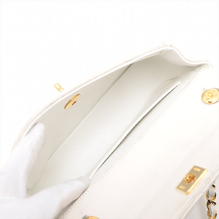 Chanel Matelasse Lambskin Single Flap Single Chain Bag White Gold Metal Fittings SKU-#3751