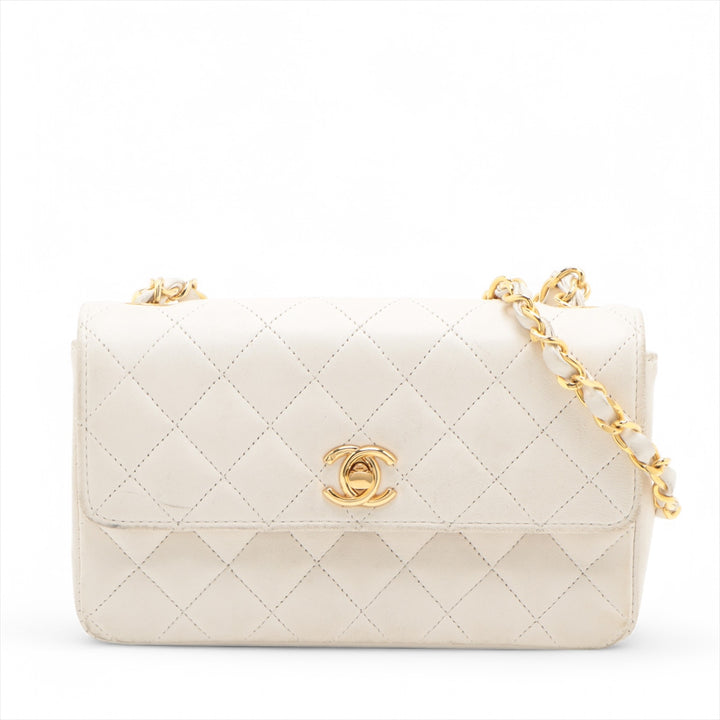 Chanel Matelasse Lambskin Single Flap Single Chain Bag White Gold Metal Fittings SKU-#3751