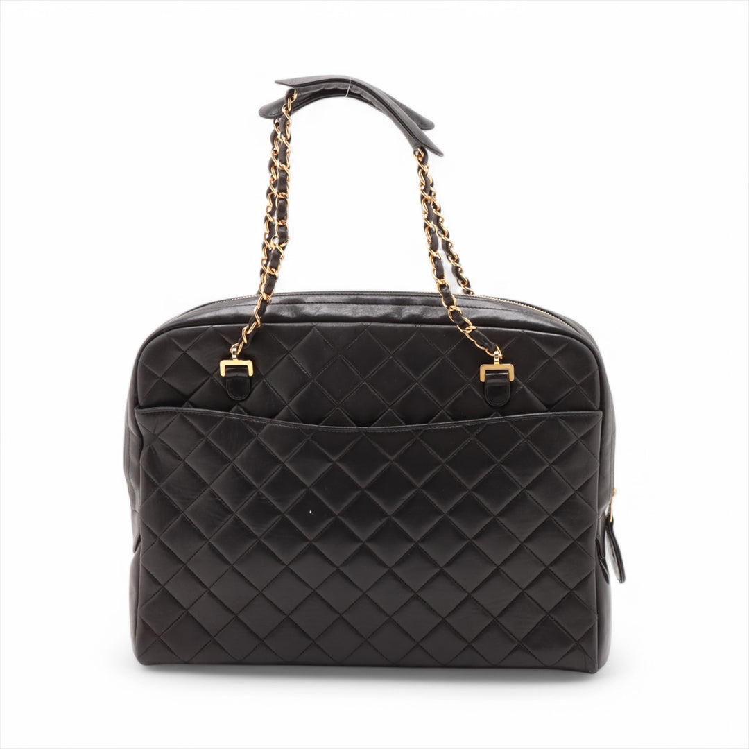 Chanel Matelasse Lambskin Chain handbag Black Gold Metal Fittings 3 Series #3756
