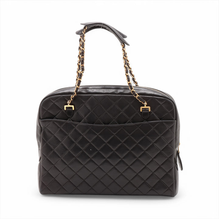 Chanel Matelasse Lambskin Chain handbag Black Gold Metal Fittings 3 Series #3756