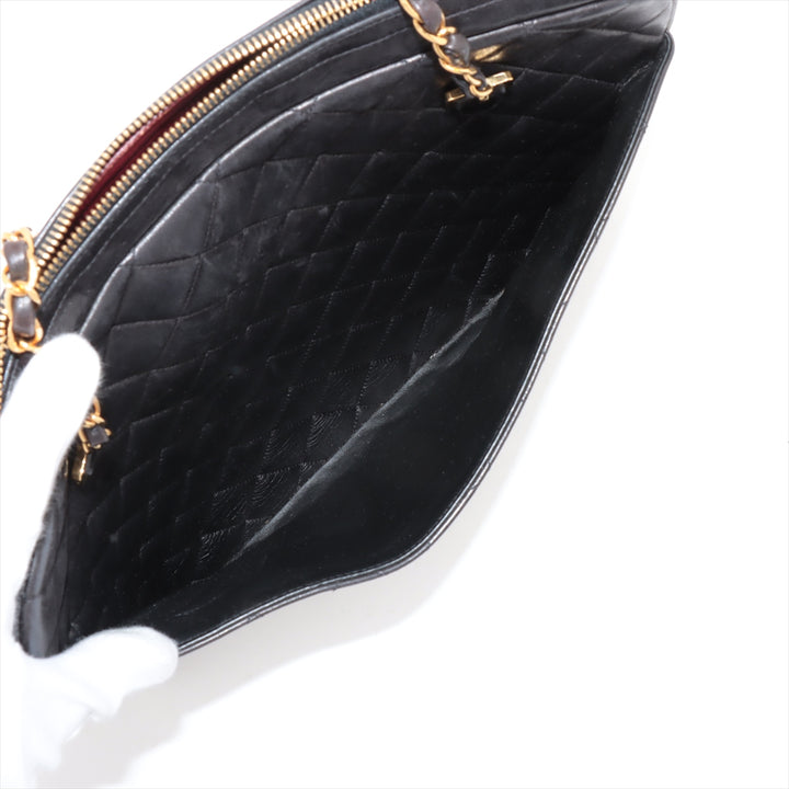 Chanel Matelasse Lambskin Chain handbag Black Gold Metal Fittings 3 Series #3756