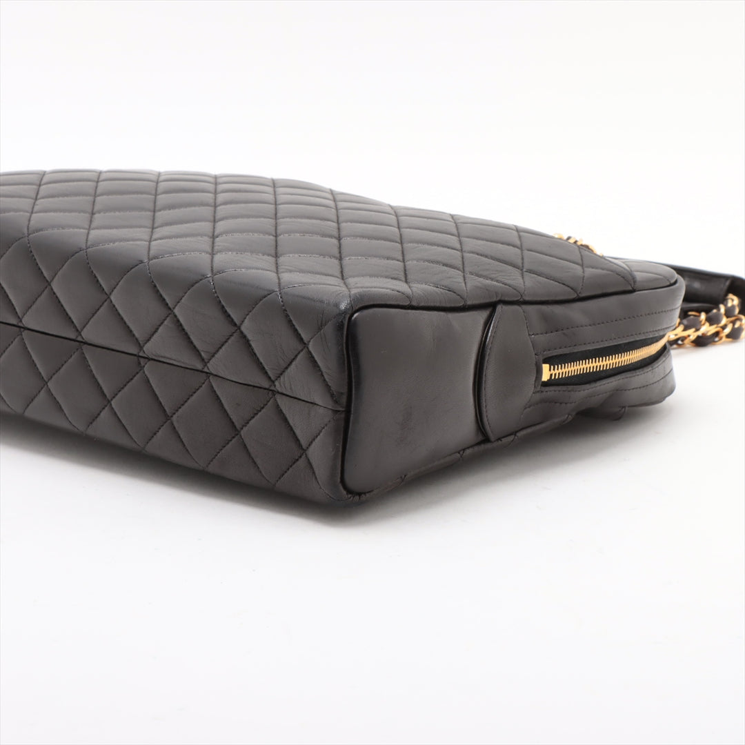 Chanel Matelasse Lambskin Chain handbag Black Gold Metal Fittings 3 Series #3756