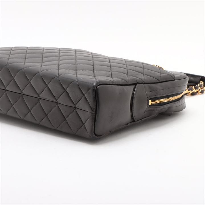 Chanel Matelasse Lambskin Chain handbag Black Gold Metal Fittings 3 Series #3756
