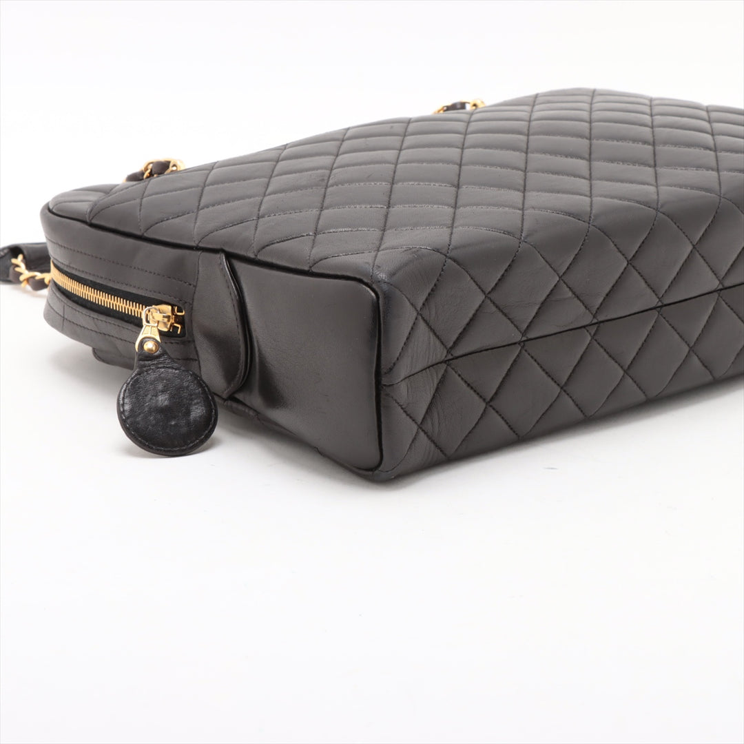 Chanel Matelasse Lambskin Chain handbag Black Gold Metal Fittings 3 Series #3756