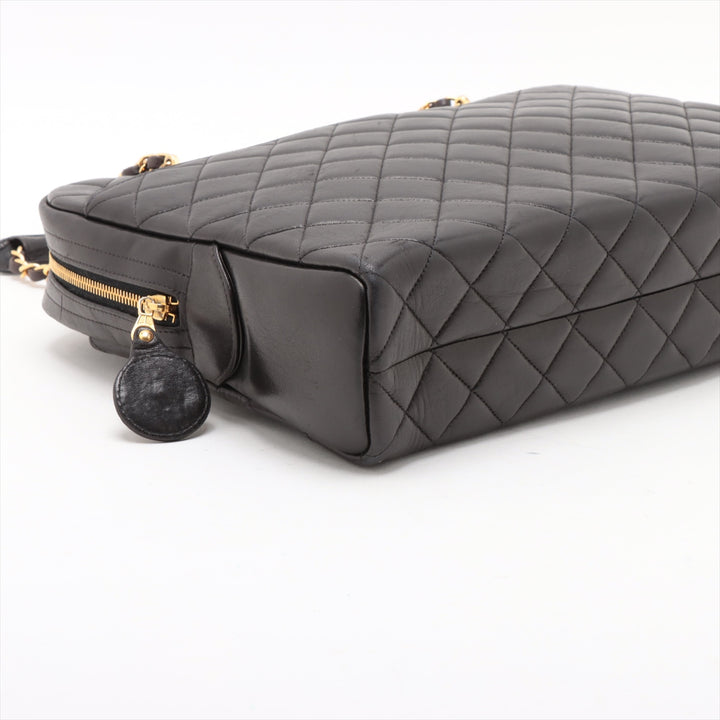 Chanel Matelasse Lambskin Chain handbag Black Gold Metal Fittings 3 Series #3756