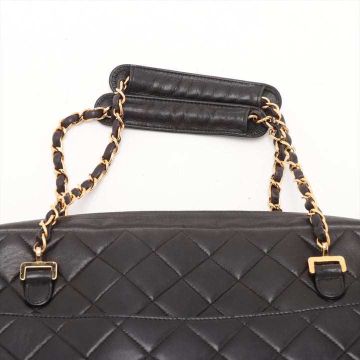 Chanel Matelasse Lambskin Chain handbag Black Gold Metal Fittings 3 Series #3756