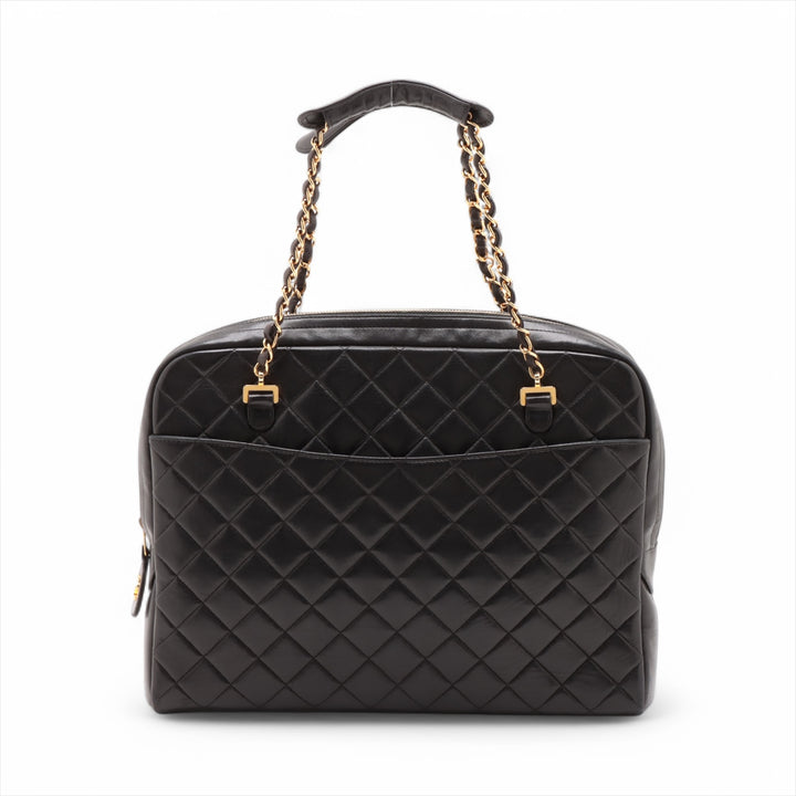 Chanel Matelasse Lambskin Chain handbag Black Gold Metal Fittings 3 Series #3756