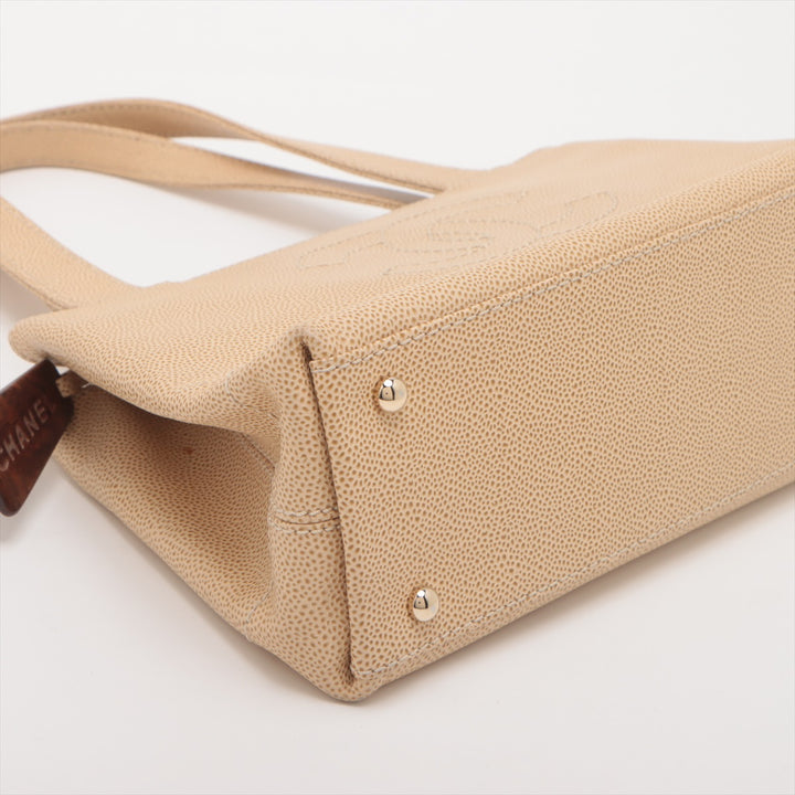 Chanel Coco Mark Caviar Skin Beige Shoulder Bag #3754