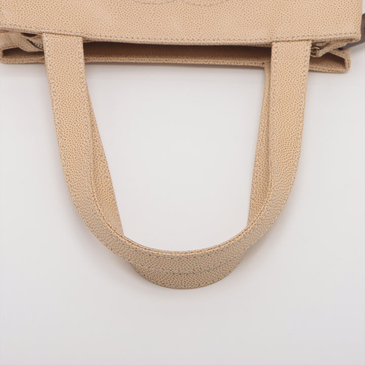 Chanel Coco Mark Caviar Skin Beige Shoulder Bag #3754