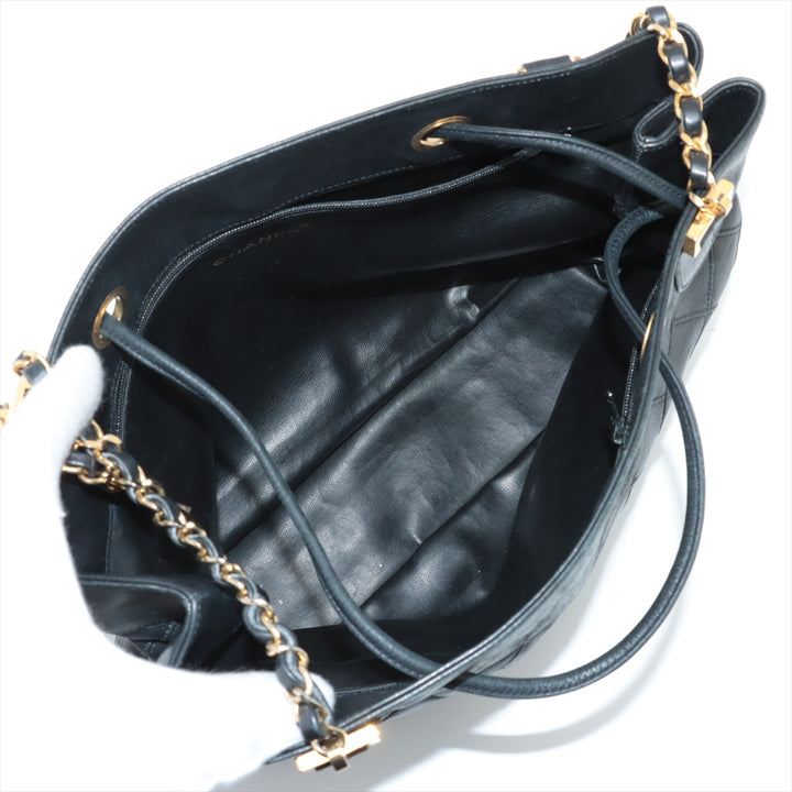 •	Chanel Lambskin Black Quilted Shoulder Bag 0 Series #3752
