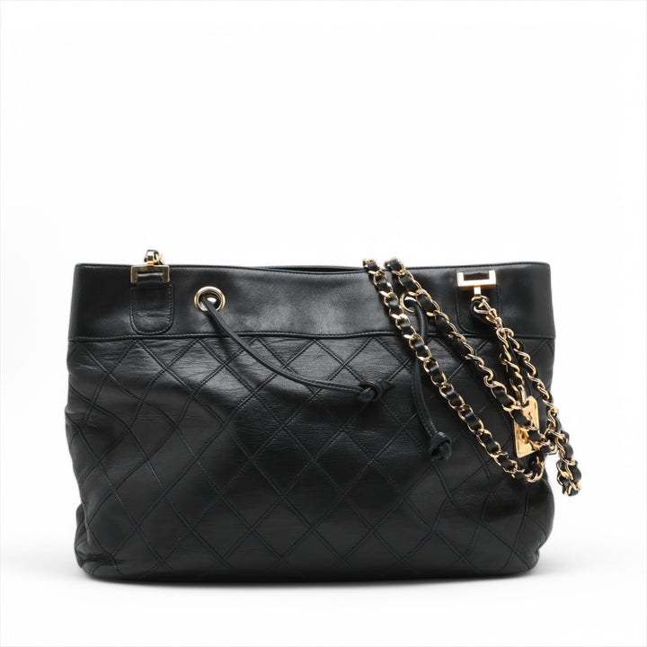 •	Chanel Lambskin Black Quilted Shoulder Bag 0 Series #3752